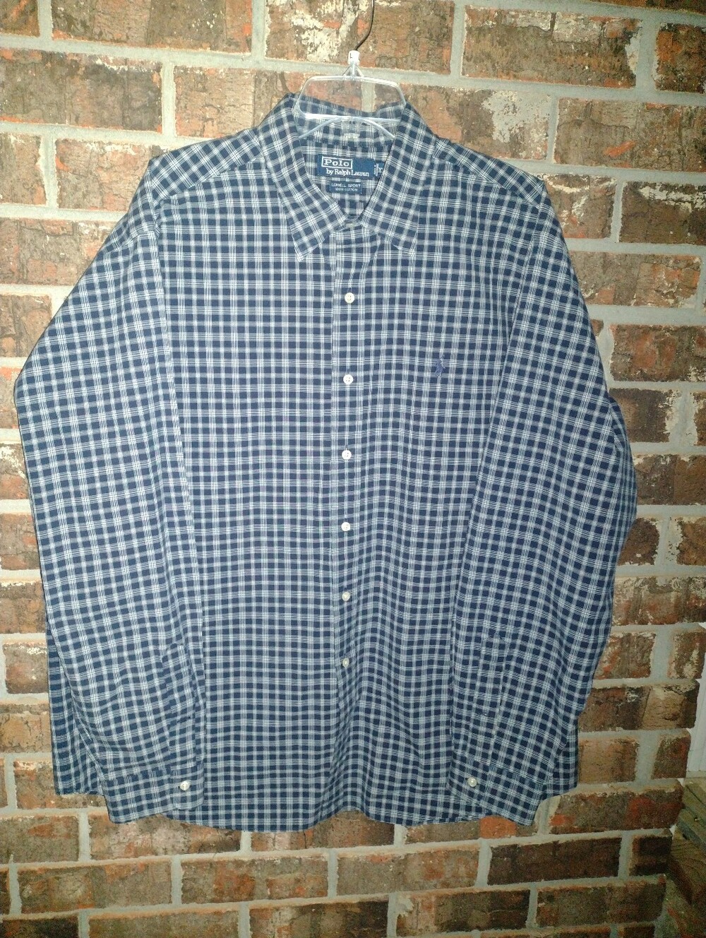 VGT Polo Ralph Lauren Shirt Men's XXL Lowell Sport L/S ButtonUp Blue White Check